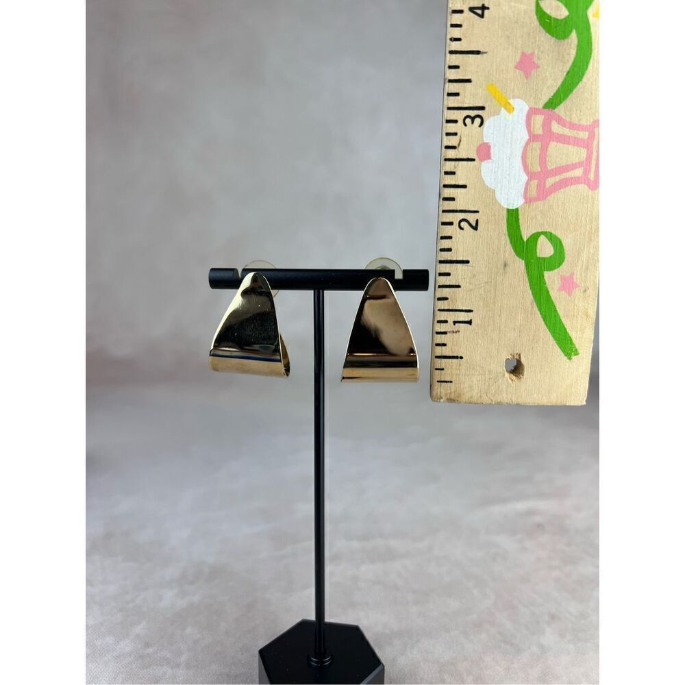 Vintage 1980s Gold Tone Earrings Gold Teardrop Waterdrop - Picture 5 of 5